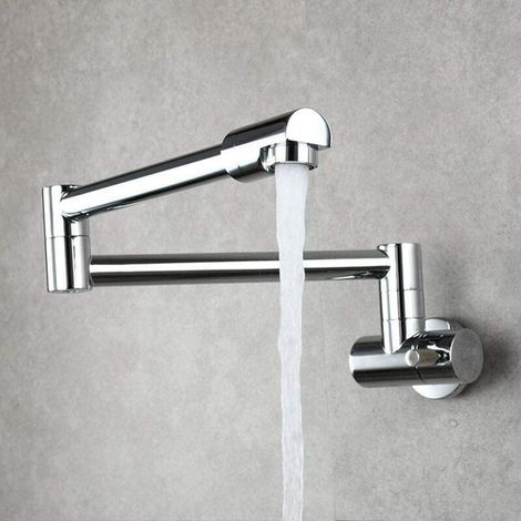Foldable Kitchen Mixer Tap, Wall-Mounted Faucet, Kitchen Sink Mixer Tap with Multifunctional Cold Water Spout, 360° Swivel Kitchen Faucet - Chrome (1/5)