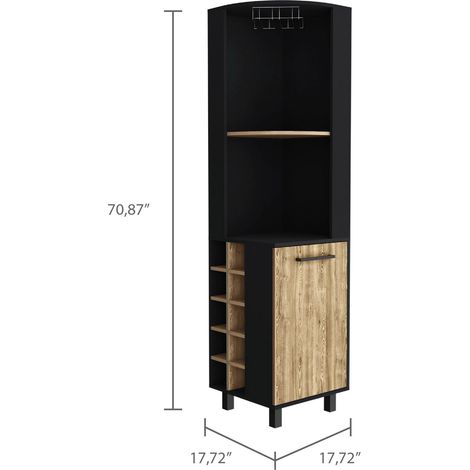 Bar Esquinero Kaia, con 1 Puerta y Botellero , 179.83 cm X 44.95 cm X 44.95 cm , Multicolor (1/5)