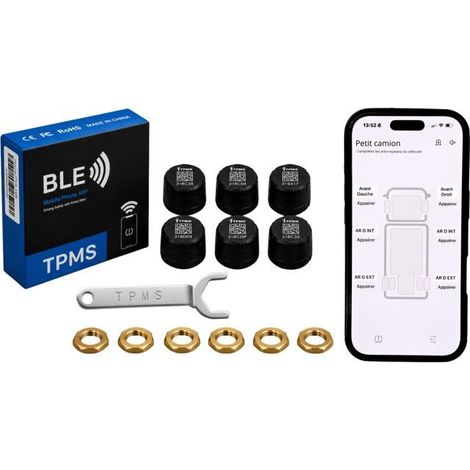 TPMS System 6 Sensors for 6-Wheel Vehicles – Truck, Van, Motorhome, and Trailer, Pressure and Temperature (1/5)