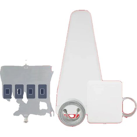 Amplificador de señal celular, área de cobertura de 300 a 500 m², frecuencia 800/900/1800/2100 MHz, ganancia 70 ± 3 dB, certificado CE, aprobado por la FCC. (1/5)
