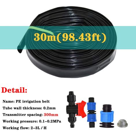 (Espacement 300 mm, longueur 30 m - 5/8 po) Ruban d'irrigation goutte à goutte de 16 mm d'épaisseur et 0,2 mm d'espacement pour tuyau d'arrosage poreux de 5/8 po pour serre ou ferme. (1/5)
