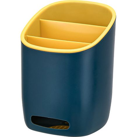 1 pot à couverts à 3 compartiments, égouttoir intégré, organisateur évier et comptoir, plastique incassable (1/5)