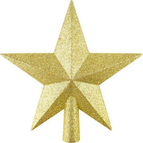 Mini chapeau de sapin de Noël, 4,3 pouces pour petits sapins de Noël, décoration étoile à paillettes incassable (or) (1/5)