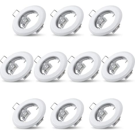 10x Spots lumineux encastrable plafond lampe fixe blanc supports pour spots encastrables acier inoxydable luminaire cuisine salon salle de bain,Trou encastré Ø55mm (1/4)
