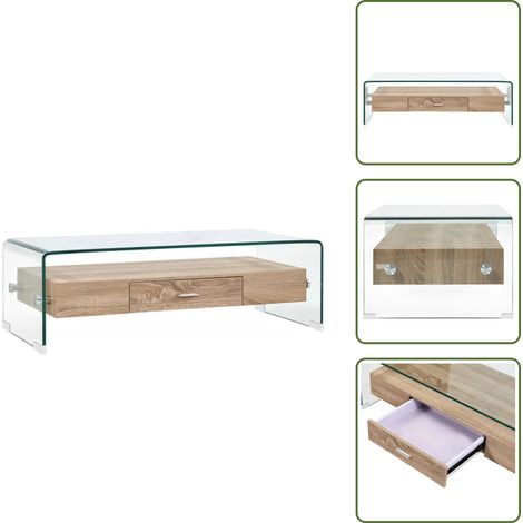 Table basse Clair 98x45x31 cm Verre trempé - Table Basse Design Moderne - Table Basse Contemporaine - Table Basse Avec Rangement - Table Basse Verre Trempé - Meuble TV (1/5)