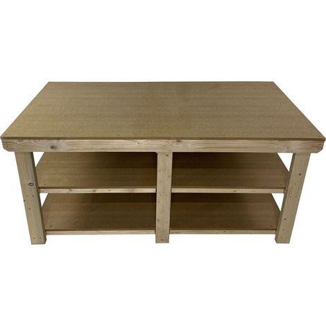Wooden MDF Top Wide Workbench (3ft x 4ft) Double shelf