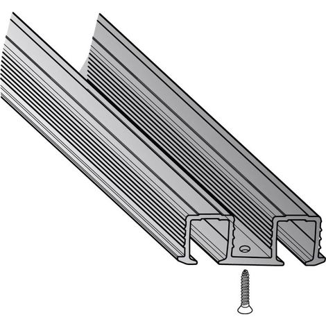 Hettich – Rail de porte coulissante en aluminium 2000 mm – Encastrement 2x13,3 mm – Fixation à visser – Pour vantail de 19 mm (1/2)