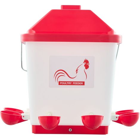 19L Automatischer Hühnertränke Geflügeltränke mit 6 Trinkbechern, Schwerkraft-Wasserspender aus PP-Kunststoff mit Griff (1/5)