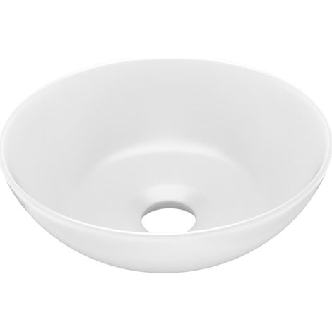 Lavandino rotondo per bagno lavabo da appoggio lavabo per WC lavello da cucina lavabo per sala trucco arredamento per la casa diametro 28 cm ceramica bianca opaca 020002718