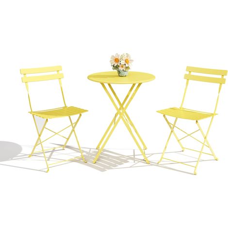 GARVEE - Set Bistrot 2 Chaises et Table Pliante Vert - Mobilier Jardin Balcon Compact (1/5)