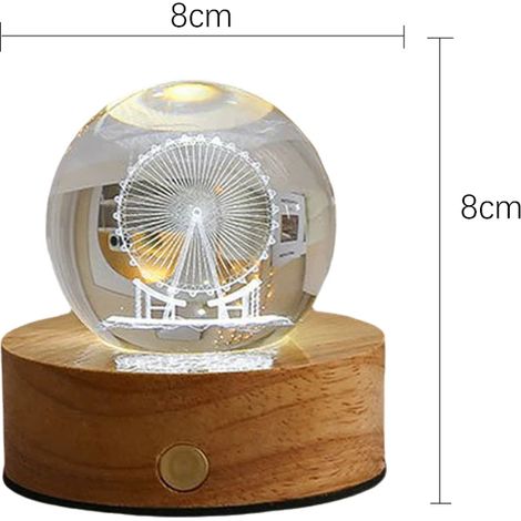 (F) Boule de cristal 3D de 6 cm, veilleuse planète en cristal, gravure laser, décoration astronomique (1/5)