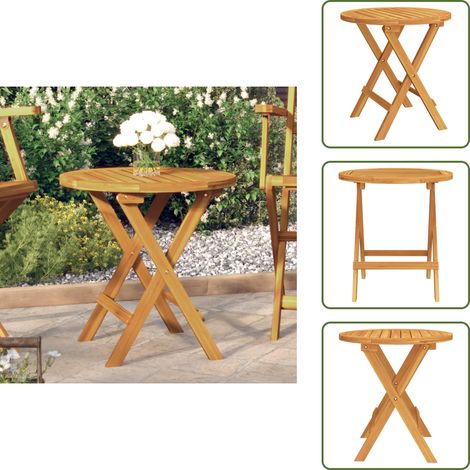 Bistrotisch Ø46x47 cm Massivholz Akazie - Holztisch - Esszimmertisch - Balkontisch - Gartenmöbel - Outdoor Möbel (1/5)