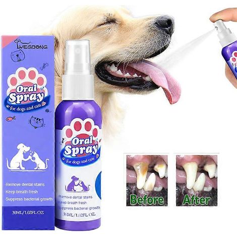Spray buccal pour animaux de compagnie : Nettoyage des dents pour chiens et chats, élimination de la mauvaise haleine et du tartre (1/4)