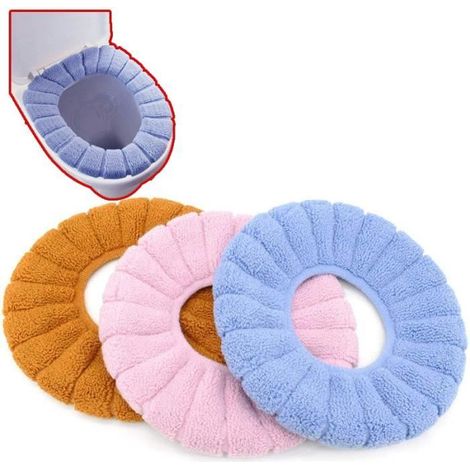Siège de Toilette,Multicolore Chaud Protection Housse de Cuvette Couvercle Toilette Siège Housse pour abattant WC-3pcs (1/4)
