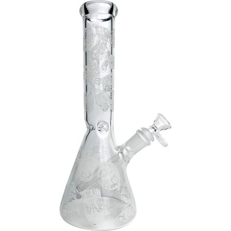 Vase Lumineux Face Skull 25cm / Transparent Cylindre Glass Dur 1 Vase Art de Table Lumineux (1/4)