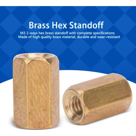 Kit de 20 à 200 entretoises en laiton M3, écrous hexagonaux femelle-femelle, 5/6/8/10/12/15/20 mm, pour carte mère et bricolage électronique (1/5)