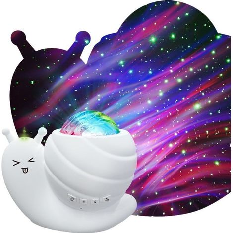Projecteur d'étoiles escargot blanc Bluetooth, alimenté par USB, avec télécommande, lampe d'ambiance pour chambre à coucher et enceinte Bluetooth (1/5)
