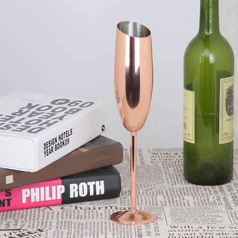 Rotweinglas aus Edelstahl 304, Cocktailglas, Champagnerglas, Kelch, Barzubehör, Roségold (1/5)