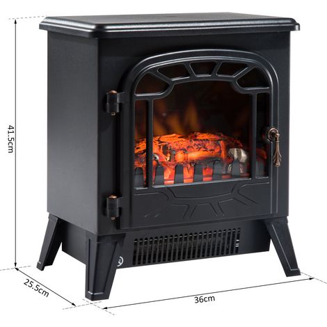 Elektrischer Kamin mit einstellbarem Flammeneffekt, Leistung 925 W/1850 W, 36 x 25,5 x 41,5 cm, Schwarz (1/5)