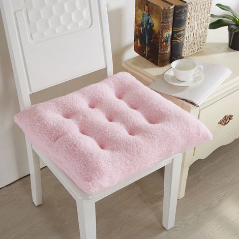 (40cm, pink)Comfortable Artificial Lambswool Chair Cushion, Soft Fluffy Chair Seat Pad Plush Cushion for Home Office Meditation (1/4)
