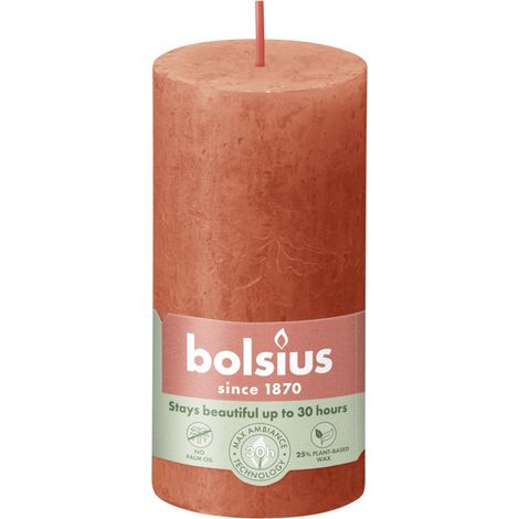 Bolsius Rustik Stumpenkerze herbstliches Orange, Höhe 10 cm , Ø 5 cm Stumpen- und Kugelkerzen