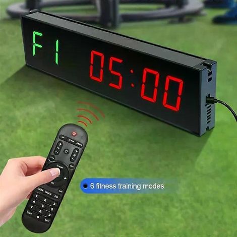 Minuteur de gym avec télécommande, chronomètre d'intervalles de fitness, horloge murale numérique LED, compte à rebours/compte à rebours, chronomètre d'entraînement - JXLGV (1/5)