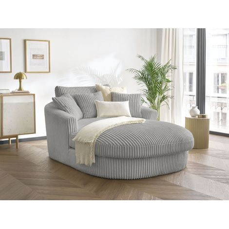 BOBOCHIC - Méridienne BELEM gros côtelé doux Gris clair (1/5)