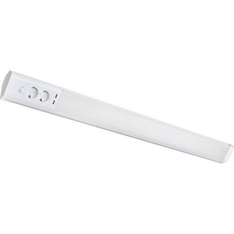 Elektra LED Unterbauleuchte mit Steckdosen und USB-Anschlüsse 15W 4000k weiß