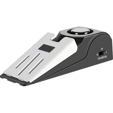 Cale de porte, butée de porte avec alarme, butée de porte en caoutchouc antidérapant, 3 niveaux de sensibilité réglables pour la sécurité de la maison/des enfants (1 paquet) (1/5)
