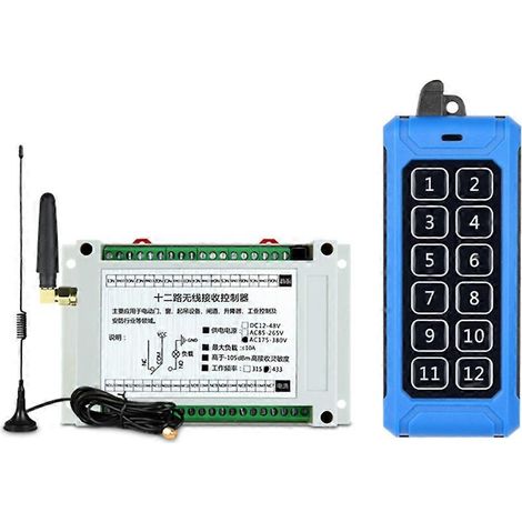 Interrupteur sans fil télécommandé 12 canaux, émetteur-récepteur 315 MHz, 85-380V, pour relais à distance. (1/4)