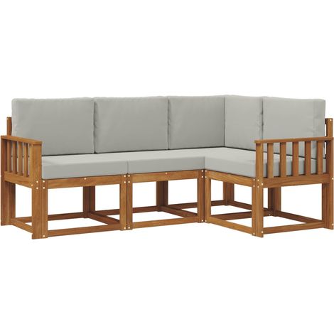 Ensemble de canapés d'extérieur 4 pcs  Salon de jardin Gris Naturel et Clair