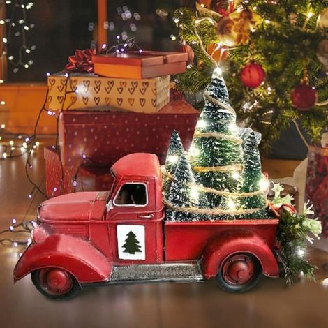 Décoration de Noël - Non spécifié - Camion Rouge - Résine - LED - 16 cm (1/4)