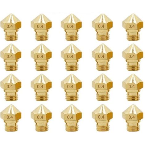 20pcs Accessoires pour imprimante 3D 20pcs, consommables pour buse filetée M7 1,75 mm, buse en laiton MK10 0,4 mm (1/5)