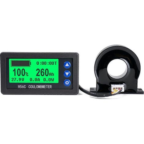 Batteriemonitor mit Hall-/Coulomb-Effekt, DC 8–100 V 300 A, LiFePO4, Blei-Säure, Lithium-Ionen, Kapazitäts- und Leistungsanzeige (1/5)