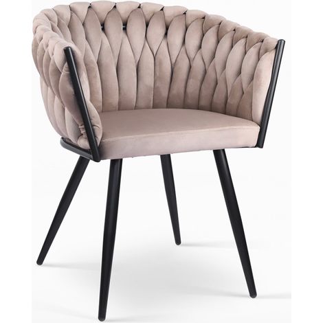 Sillón silla terciopelo diseño con reposabrazos cocina salón Chantilly - Marrón