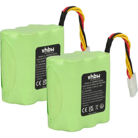 2x vhbw® Ni-MH Batteria di Ricambio 3500mAh (7.2V) Robot Aspirapolvere VX100 e Neato Robotics, Neato Signature Pro, Essential