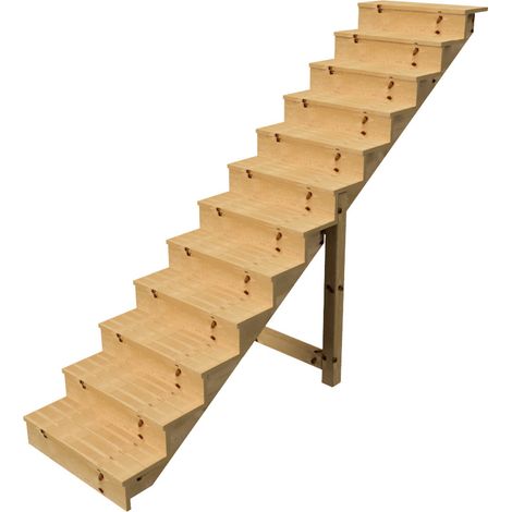Außentreppe Holz Höhe 207cm 12 Stufen, Breite 80cm, MIT Setzstufen
