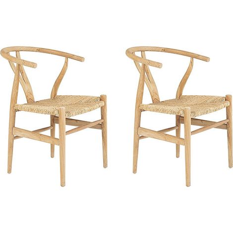 Lot de 2 chaises en teck et paille - Naturel - POGIANA (1/5)