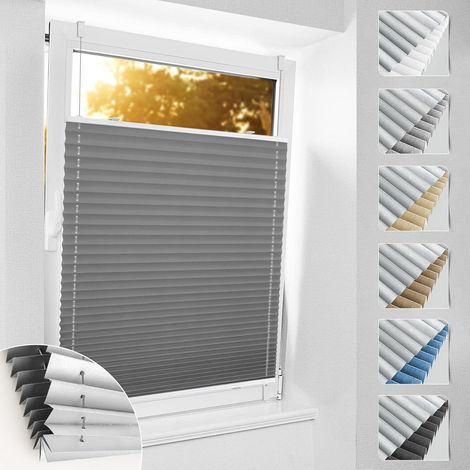 Plissee Verdunkelung Klemmfix ohne Bohren Thermo B55 x H200 cm Grau (1/5)