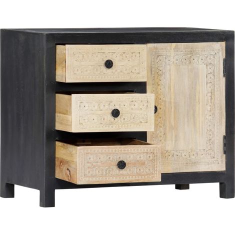 Maison Exclusive - Credenza Intagliata a Mano Grigio 75x35x60 cm Massello di Mango (1/5)