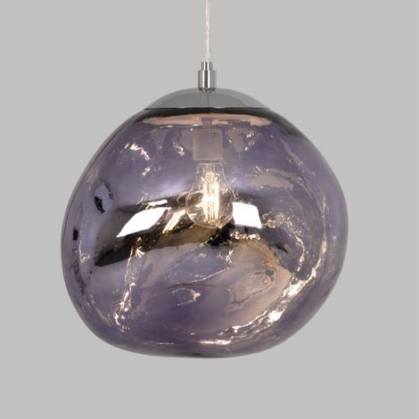 Plafonnier en verre métallisé violet  E27 Ø28 cm