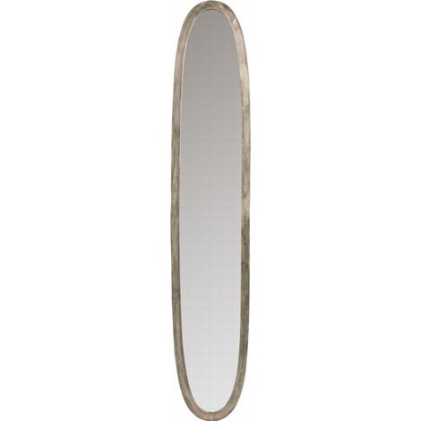Miroir ovale aluminium antique gris large blackheath - Gris
