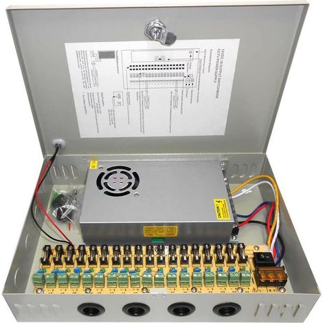 Alimentatore 18 Ch Uscite Per Telecamera Alimentazione Stabilizzato Rack Box (1/2)