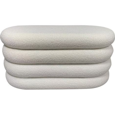 Banc coffre en tissu bouclette L85cm - Blanc - Miro (1/4)