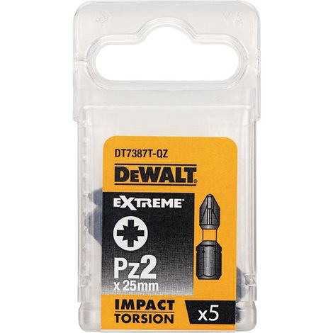 DeWalt Impact Torsion Screwdriver Bits PZ2 x 25mm – High-Resistance, Durable, Optimized for Superior Performance in Heavy-Duty Applications