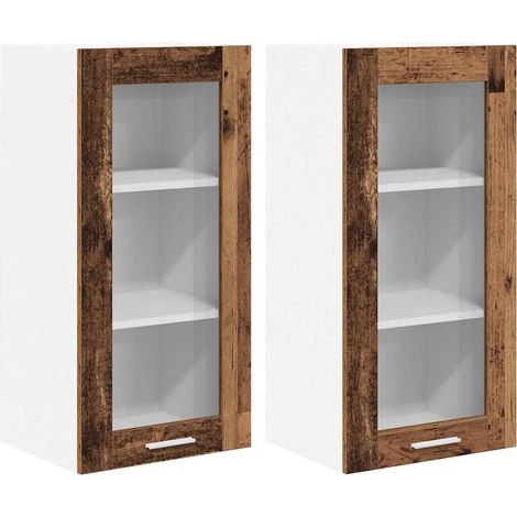 Armadio pensile 2 pz grande spazio di archiviazione 40 x 31 x 80 cm in legno multistrato legno antico 020053350