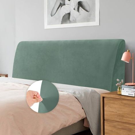 Housses de Tête de lit, Tissu Velours Stretch Doux, Protecteur Antipoussière pour Tête de Lit Rembourrée (Cyprès Vert, Tête de lit Longueur:150cm (1/4)