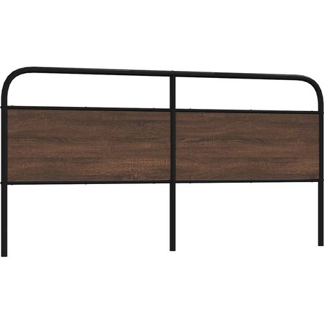 Cabecero de acero y madera de ingeniería marrón roble 180 cm vidaXL (1/5)