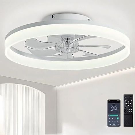 Ventilateur de plafond 40 cm avec éclairage, 48 W, 220 V, éclairage de plafond à intensité variable avec télécommande et application, 6 vitesses, lampe avec ventilateur et minuterie, (1/5)