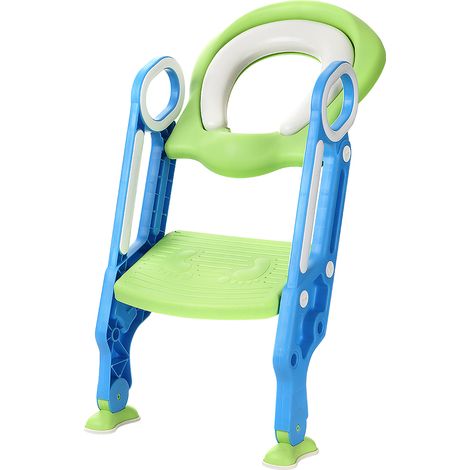 Sedile WC regolabile blu verde con scala per bambini